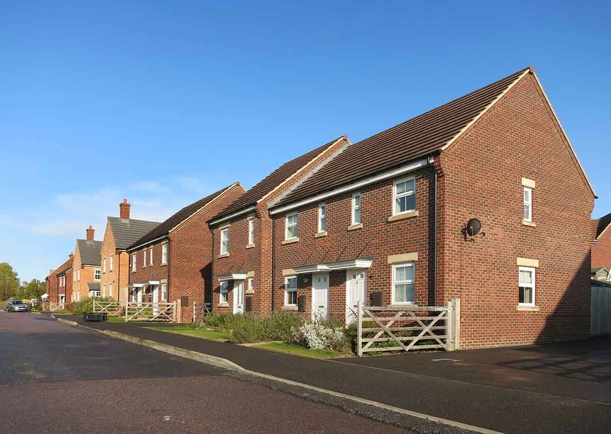 Photo showing bank repossessed homes in the UK.