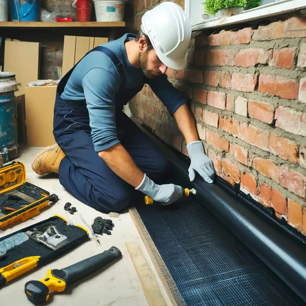 Image illustrating a damp proof course, sometimes called a damp proof membrane.