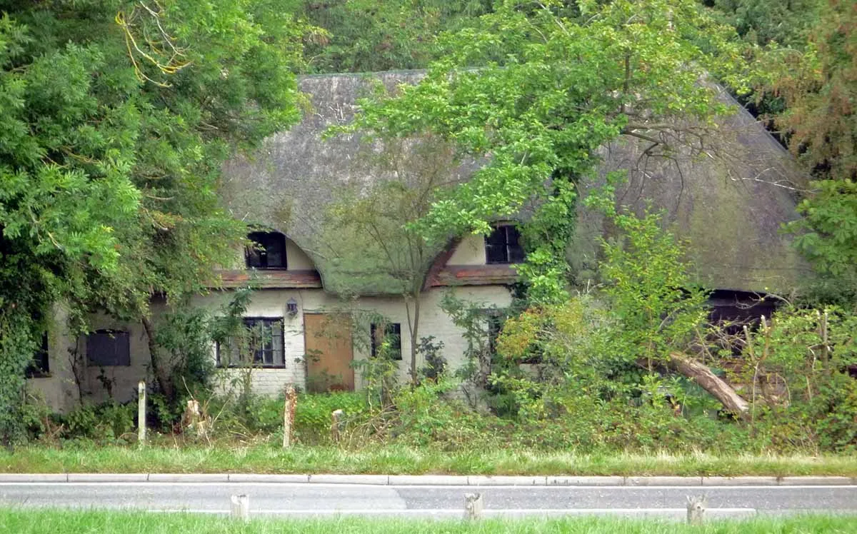 Photo of a derelict house for sale in England.