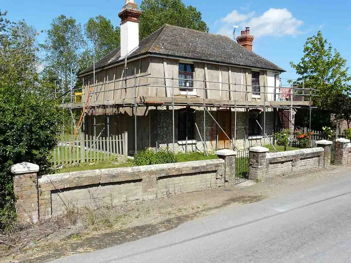Photo showing a home being renovated with substantial home renovation costs.