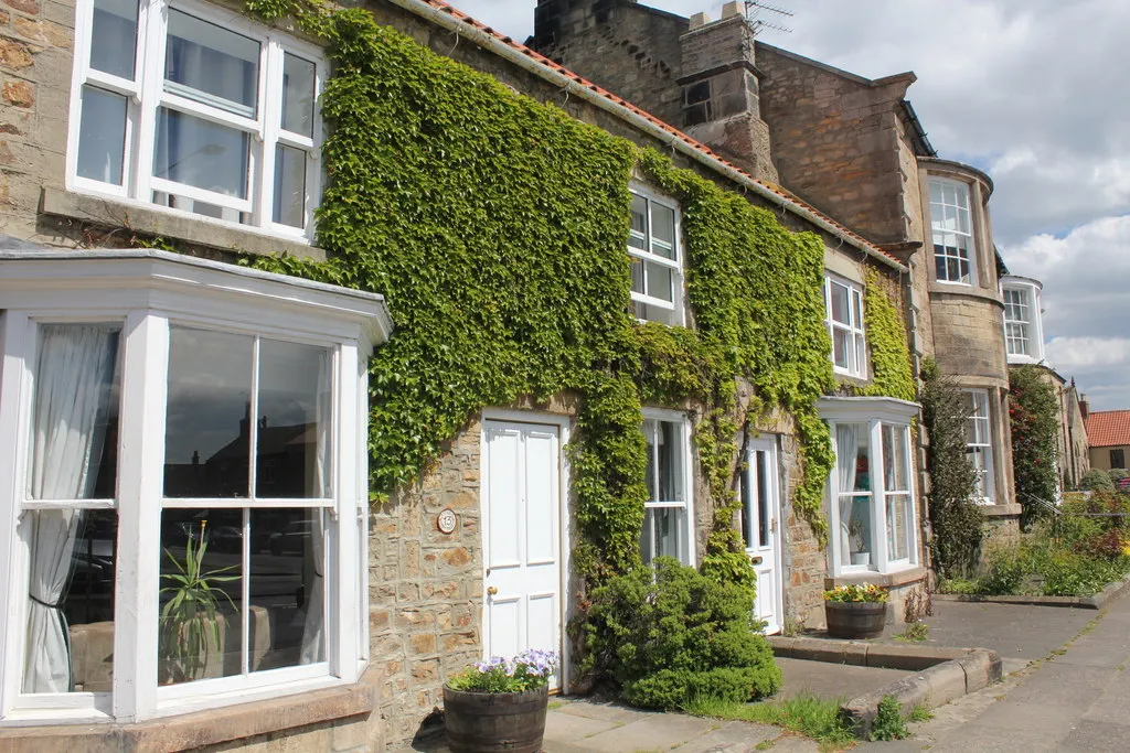 Photo of windows and front door on house