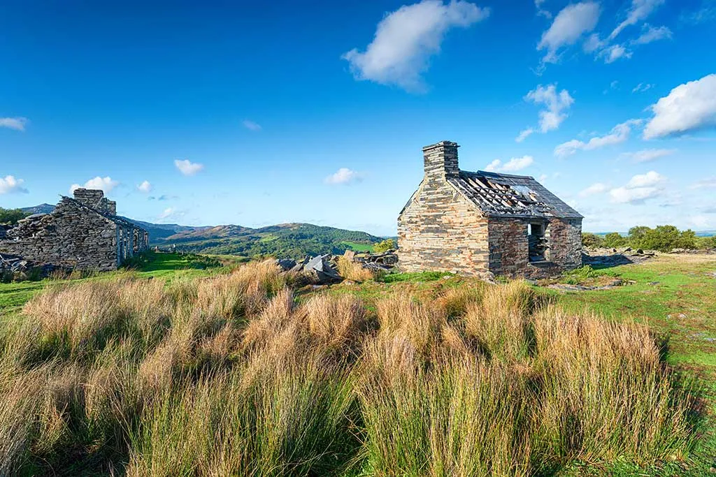 Photo of some unusual quarry buildings in Wales