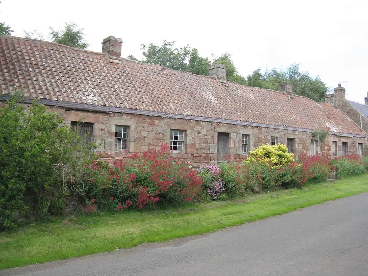 Photo of some sandstone cottages in Scotland