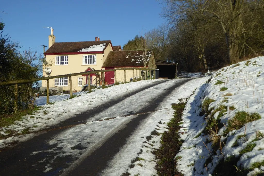 Photo of a house sold in the middle of winter.