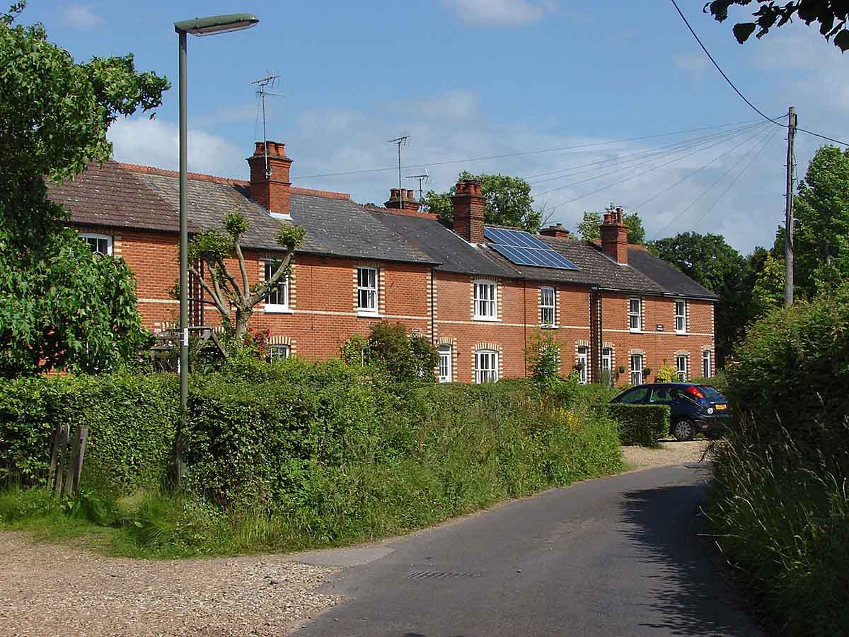 Photo of some Edwardian cottages in England.